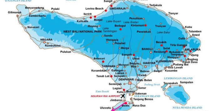 バリ島地図 では 各地 地図 情報 を 数カ所 観光 スポット